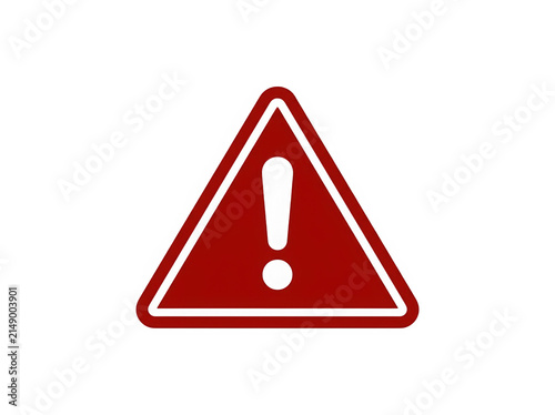 Red warning triangle exclamation mark icon isolated on transparent background