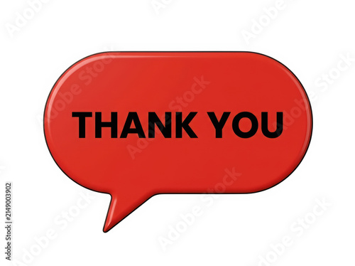 Thank you speech bubble with red speech text isolated on transparent background