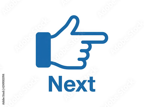 Hand icon pointing to next step with arrow isolated on transparent background
