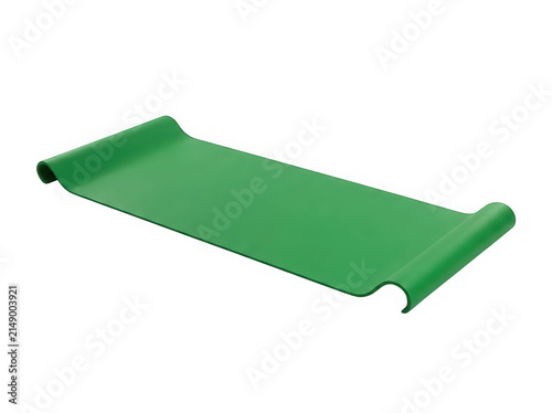 Green soft fabric or yoga mat isolated on plain background isolated on transparent background