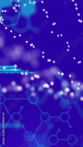 Animation of dna and data processing over blue background