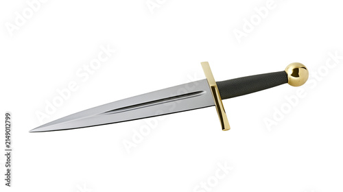 Medieval dagger with golden pommel and crossguard
