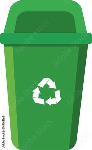 green recycling bin with food waste, organic trash, and general garbage. Waste disposal and environmental concept.