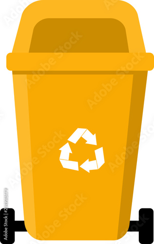 Yellow Recycling Bin with Recycle Symbol. Flat Vector Icon for Waste Management, Sustainability, and Eco-Friendly Concepts.