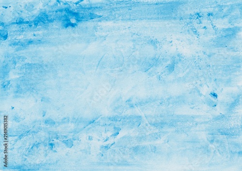 Single-color foil print watercolor painting with abstract structures in blue