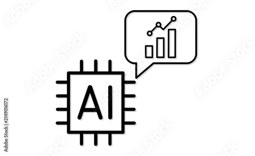 AIによる統計処理とデータ分析の線画アイコン