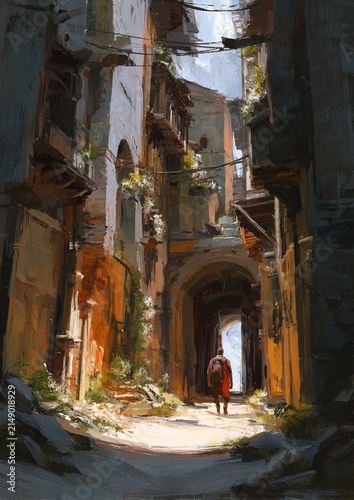 Sunlit Alleyway - A Journey Through Time and Texture.
