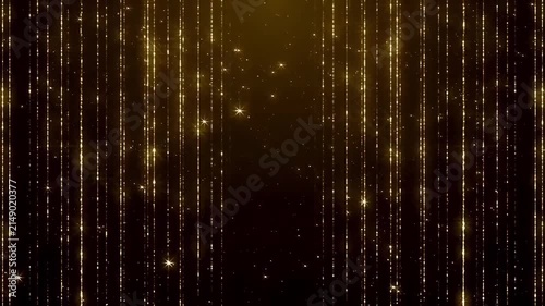 Golden Glitter Rain and Magic Sparkles Background Loop