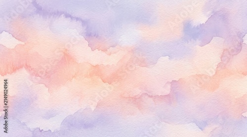 Soft Pastel Watercolor Background with Blended Hues of Pink Orange and Purple.