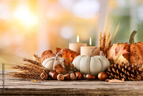 Traditional Turkey Dinner and Autumn Decorations