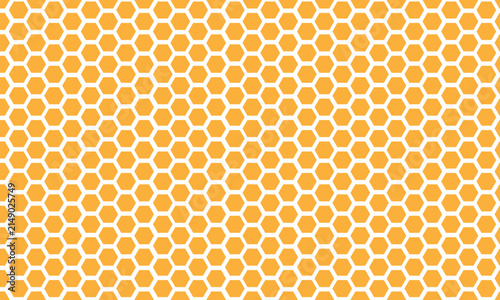 Abstract honeycomb grid seamless pattern vector background, orange yellow geometric hexagon cell texture, and honey bee print graphic. Minimalist vector illustration.