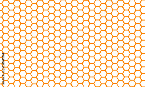 Honeycomb pattern seamless background graphic, orange hexagon grid texture wallpaper, and sweet honey bee cell vector design. Simple flat design.