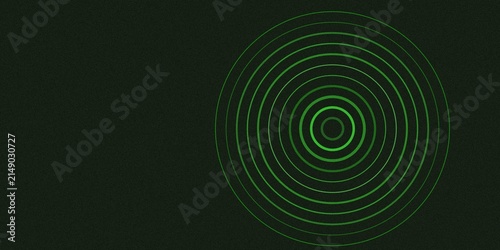 Fotografía Radar screen showing green circular waves expanding on a dark background