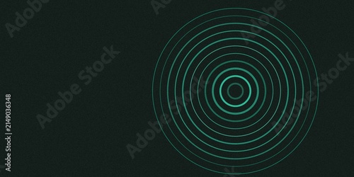 фотографія Radar screen showing teal circular waves expanding on a dark background