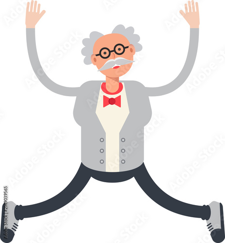 Scientist Character Relaxing and Jumping Illustration
