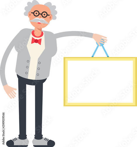 Scientist Character Holding Blank Signage
