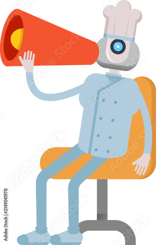 Chef Robot Character and Megaphone

