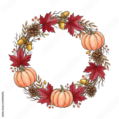 autumn leaves and pumpkins