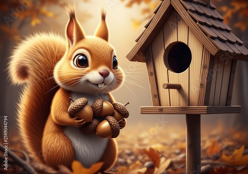 Whispers of Autumn: A Squirrel's Acorn Bounty