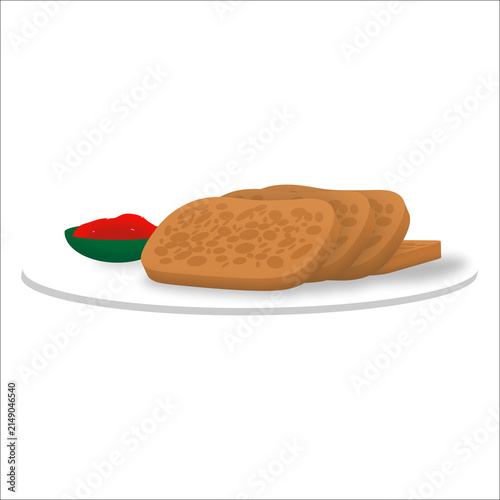 Bild auf Leinwand illustration of fried 'tempe with sambal sauce, a signature indonesian food