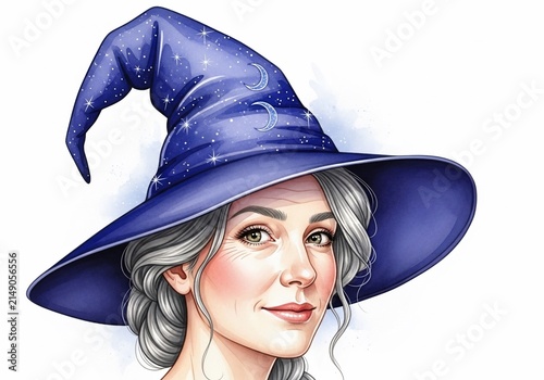 Starlit Sorceress: A Watercolor Dream