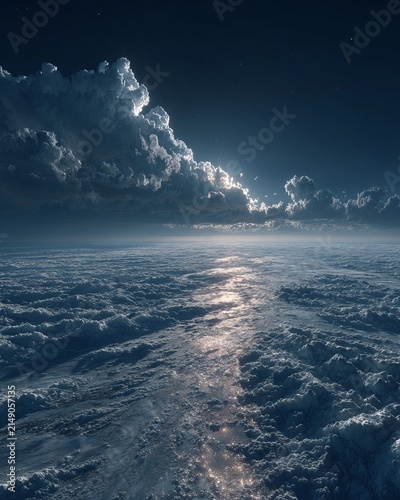 Ethereal Cloudscape at Night - A Serene View from Above.