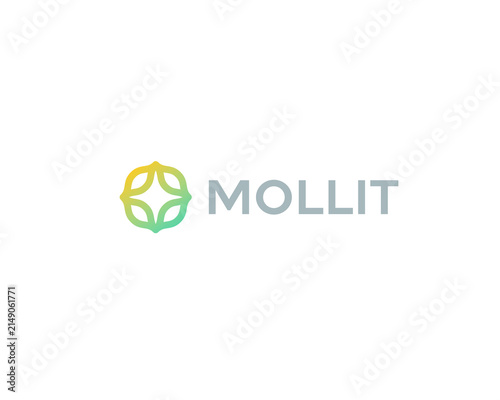 Abstract floral star logo design. Minimalist gradient leaf or flower ornament logotype. Modern icon for wellness, eco and beauty brands.