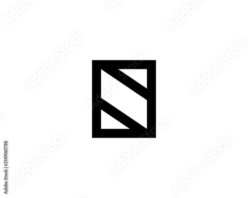 Geometric square frame logo design. Minimal black diagonal line abstract logotype. Modern icon for tech, architecture and corporate brands.