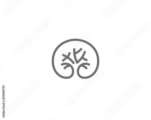 Abstract tree brain logo design. Minimal linear root and neural network emblem. Modern icon for psychology, eco, and smart tech brands.