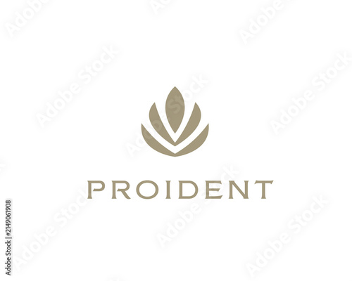 Abstract leaf or tree logo design. Elegant organic lotus emblem. Luxury geometric symbol for eco, wellness, spa and beauty brands.
