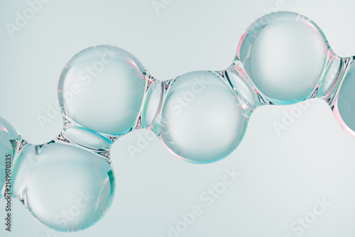 Cuadro en lienzo Abstract transparent molecular structure with glossy glass spheres on a clean background