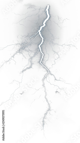 Bright white electric bolt branching out against a dark, featureless backdrop