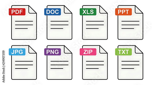 Obraz na płótnie File format document extension vector icons collection for web design