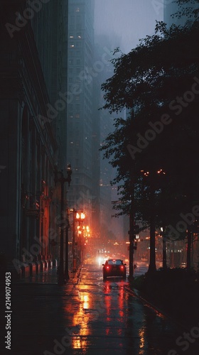 Cityscape in the Rain - A Moody Urban Scene.