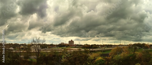 Dramatic Sky Over a Distant Cityscape - A Study in Atmospheric Perspective.