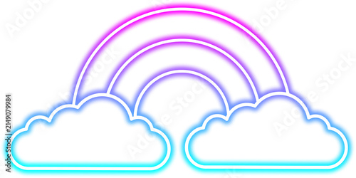 Neon Rainbow With Clouds Light