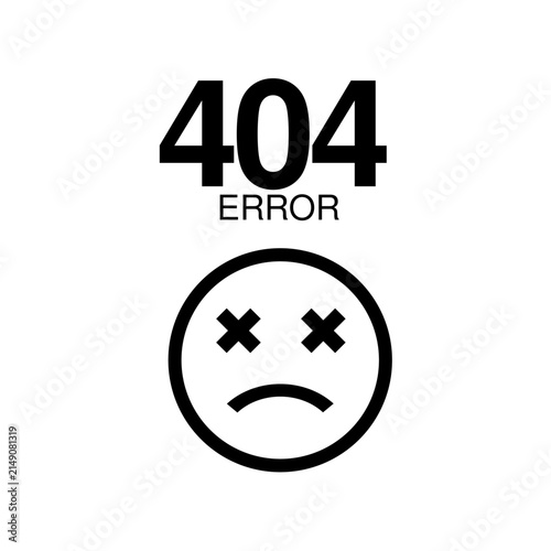 Website Page Not Found 404 Error Concept with Sad Face