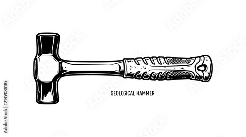 Geological Hammer Illustration - Rock Hammer Tool, Mining, Geology, Science