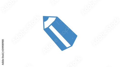 Blue Pencil Icon on White Background - Simple Drawing Tool Symbol