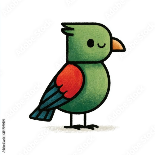 Cute colorful turaco bird doodle illustration