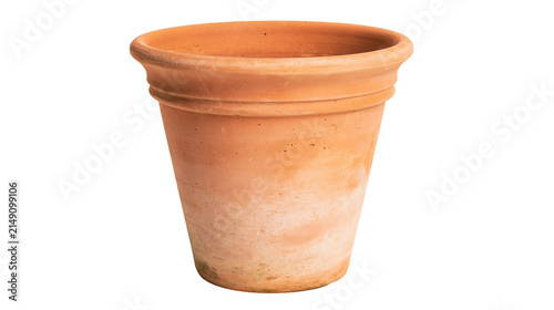 Konstfotografi Terracotta flower pot with weathered texture and rolled rim