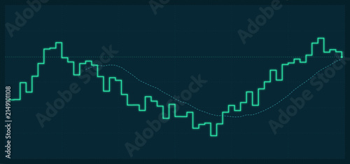 Obraz na plátne Abstract digital financial chart with a fluctuating line graph and a smooth tren