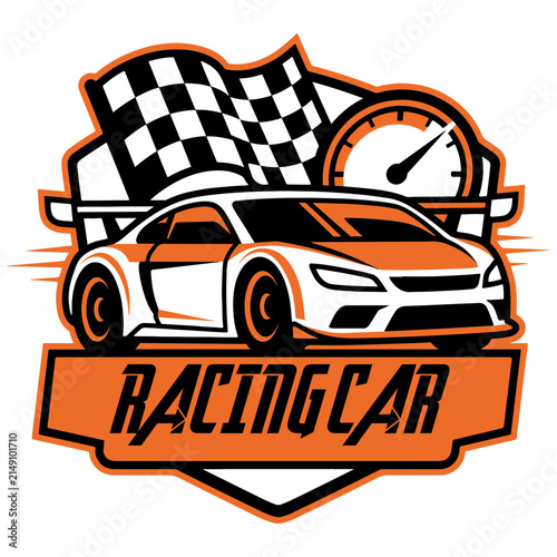 Vintage racing car logo and T-shirt design, race car vector illustration