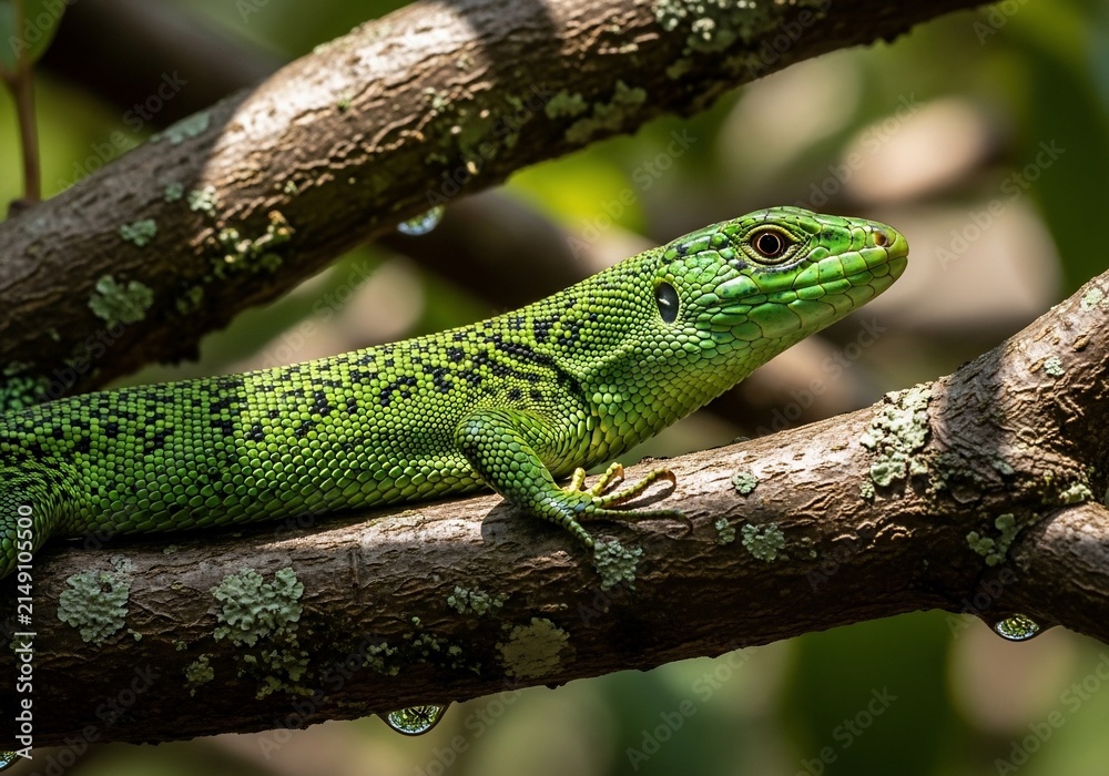 Fototapeta premium Emerald Sentinel in Verdant Embrace