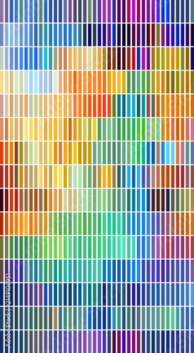 Cuadro en lienzo Structured vertical color bar grid with multi-hued rectangular blocks