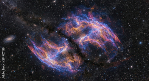 Vibrant Cosmic Nebula and Star Cluster in Deep Space