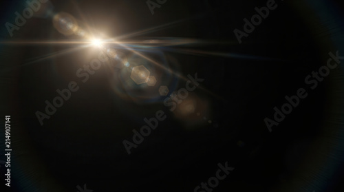 Cosmic Lens Flare Celestial Light Beam Prismatic Glow Stellar Flare in Darkness Radiant Light Streak