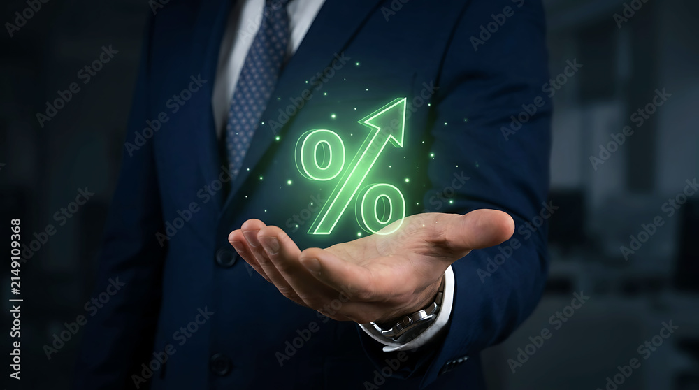 Obraz premium Interest Rate Growth Financial Investment Banking and Economic Performance Business Concept