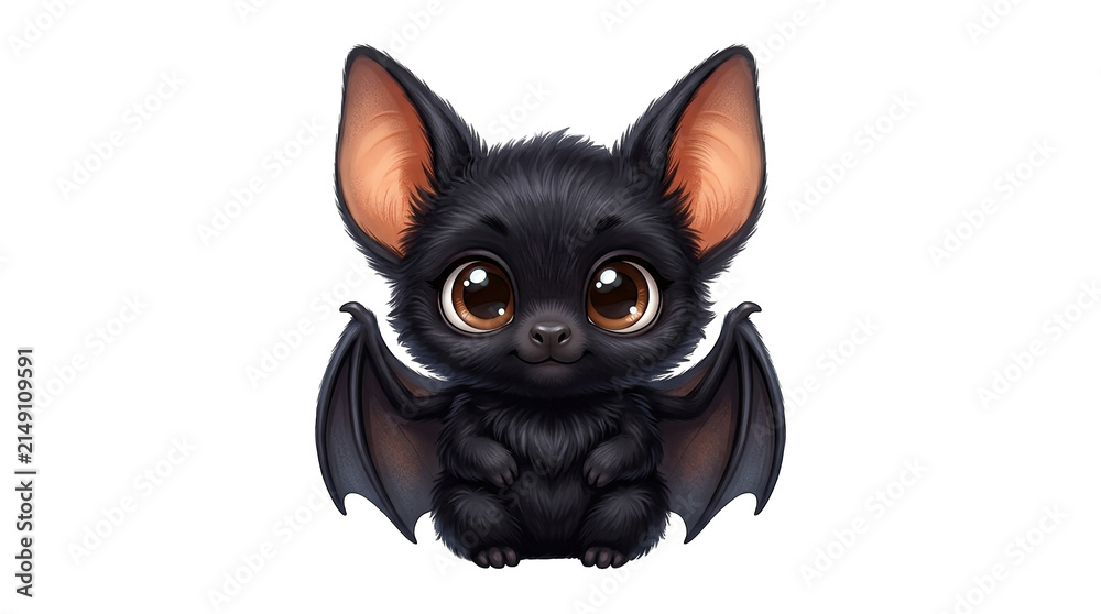 Fototapeta premium Cute little cartoon bat character for halloween celebration design isolated on transparent background