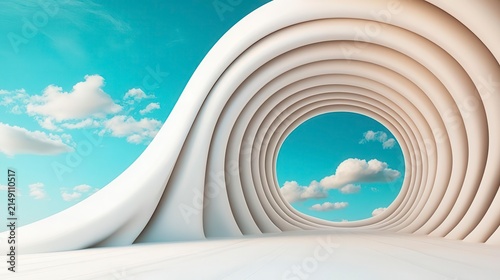 Quantum gravity field distorting architecture in surreal environment